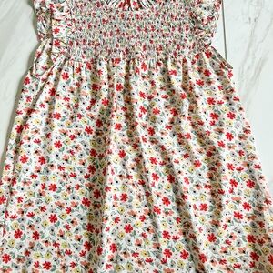 Staccato Boutique Floral Smocked Blouse - Red, Yellow, Green